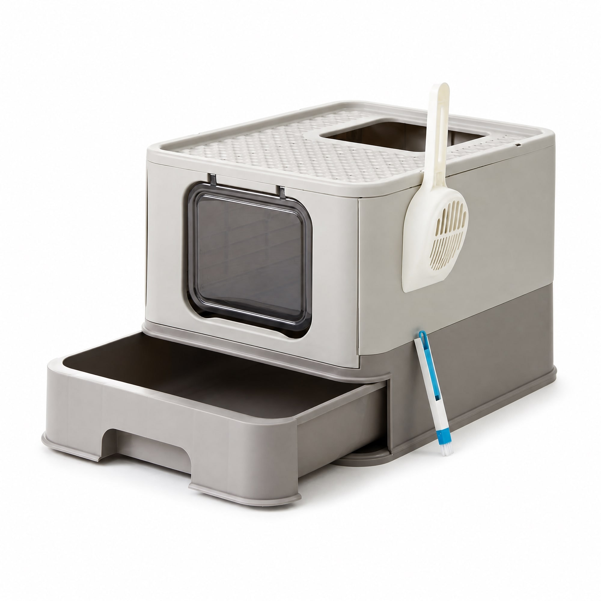 Enclosed Cat Litter Box With Lid, Top Entry, Slide-Out Tray