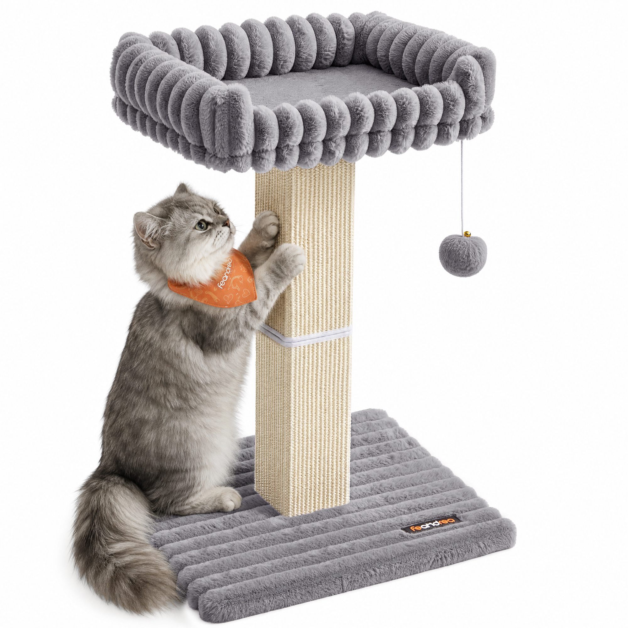 Cat Scratching Post with Plush Perch Dove Grey