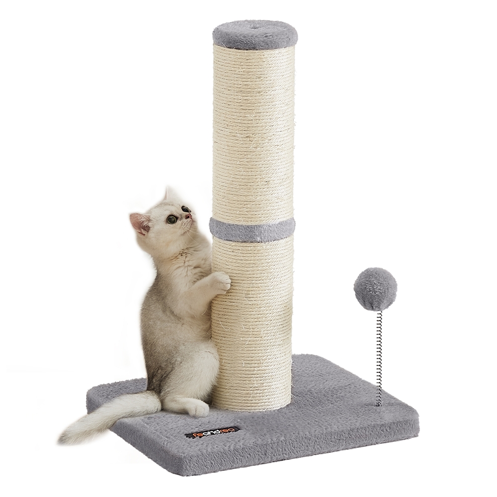 53 cm Tall Cat Scratching Post with Spring Pompom Dove Grey 53 cm Tall Cat Scratching Post with Spring Pompom Dove Grey