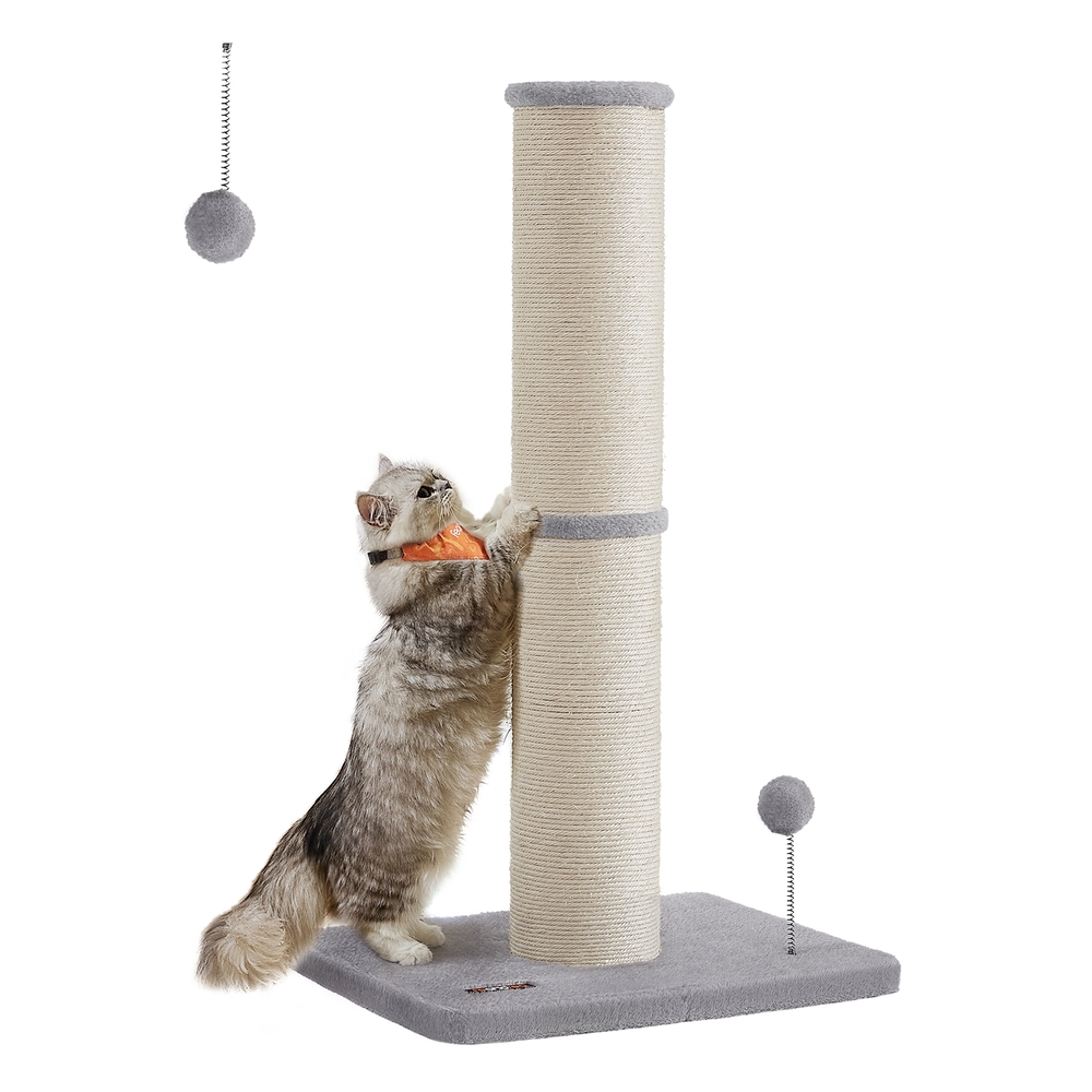 85 cm Tall Cat Scratching Post with Spring Pompom Dove Grey