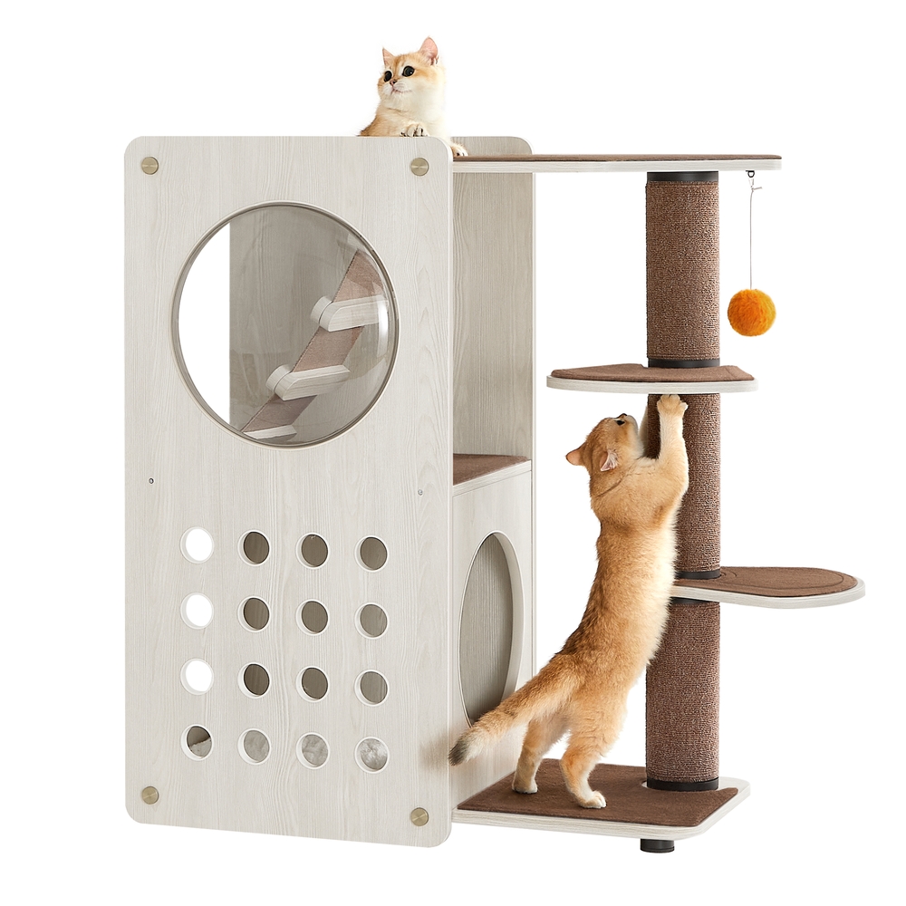 Cat Tree with Scratching Post and Soft Ladder