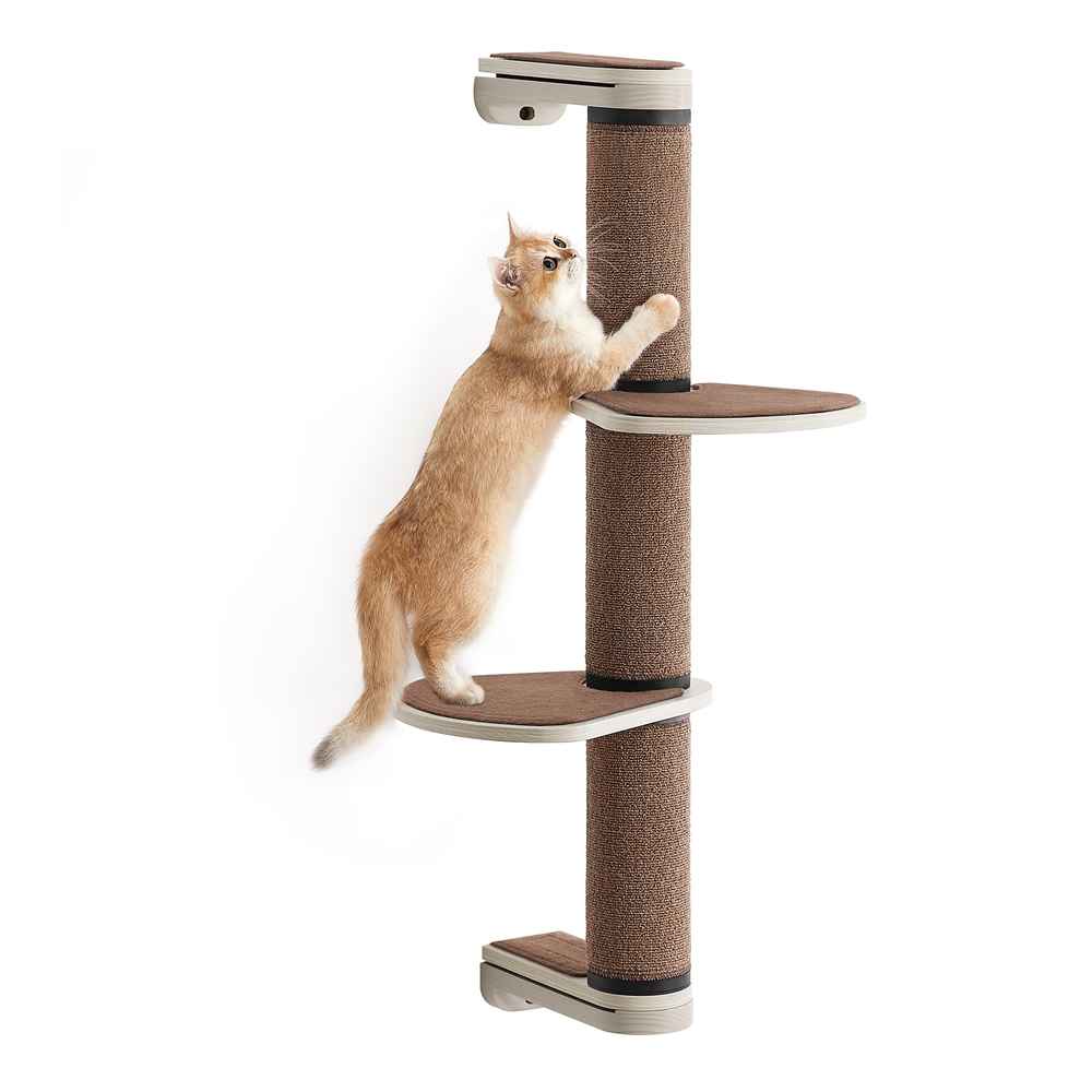 Wall-Mounted Cat Scratching Post with 2 Perches