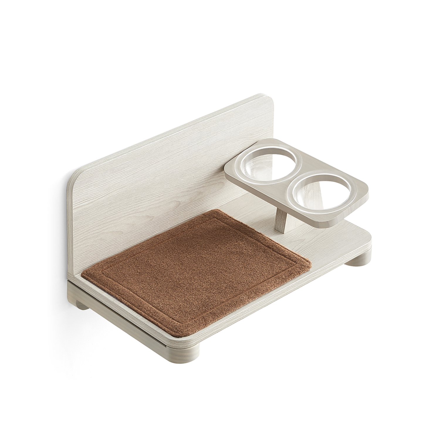 Wall-Mounted Cat Food Station with Elevated Bowls