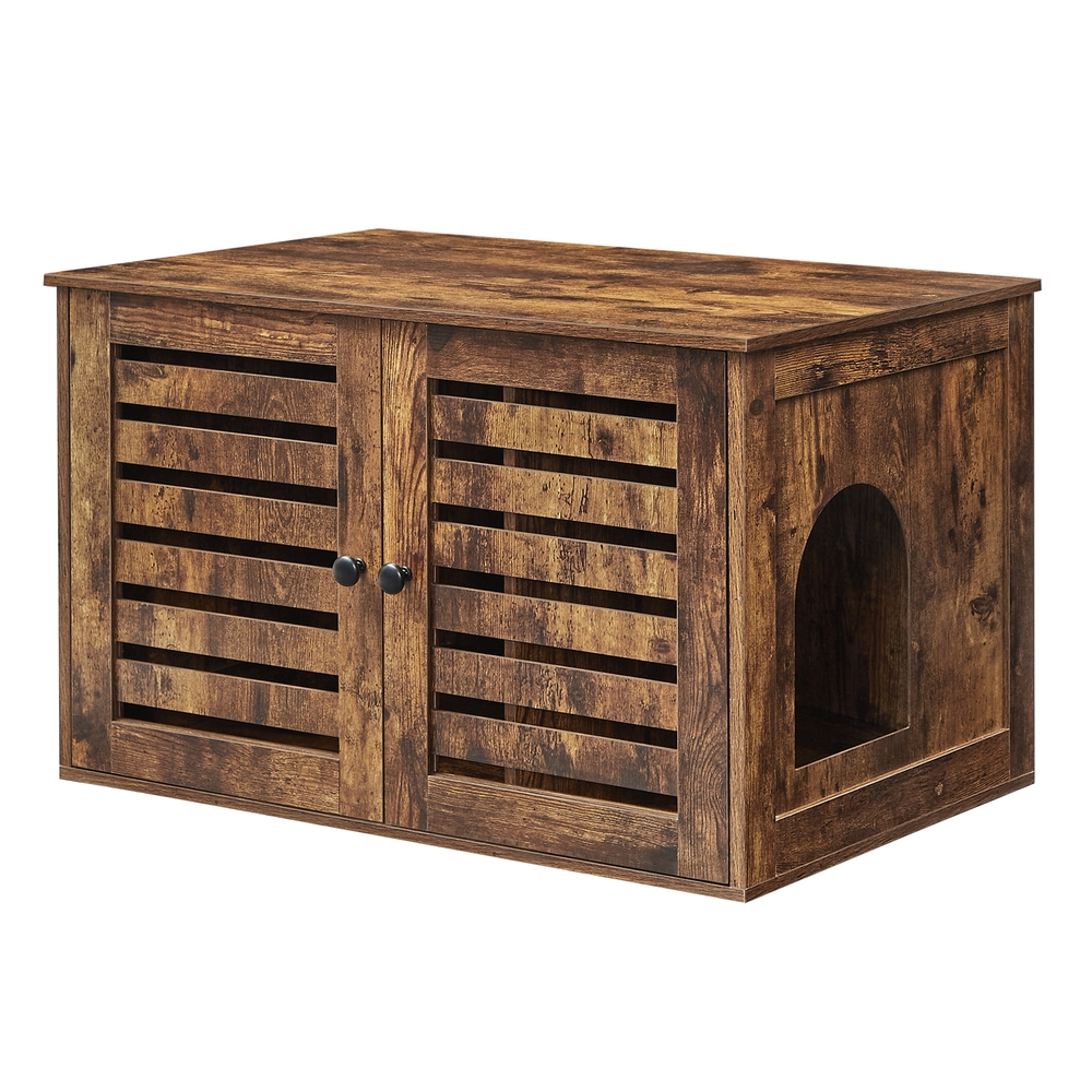 Cat Litter Box Enclosure with Removable Divider Rustic Brown