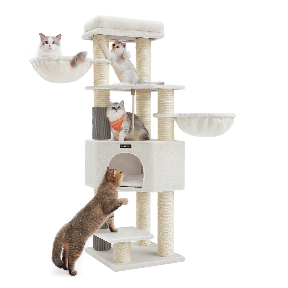 Cat Tree for Large Cats Cream White and Beige