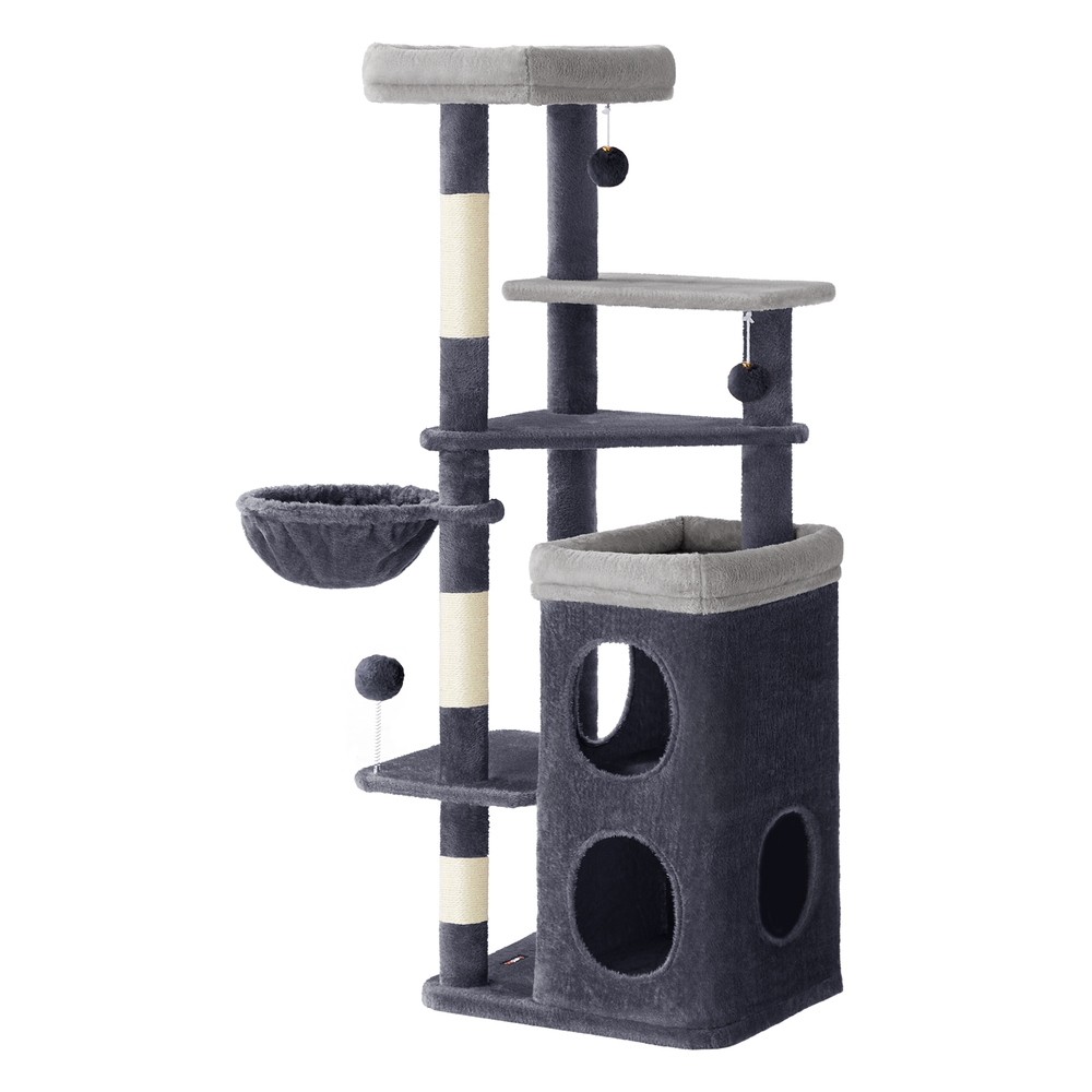 Multi level cat tree with caves basket and scratching posts