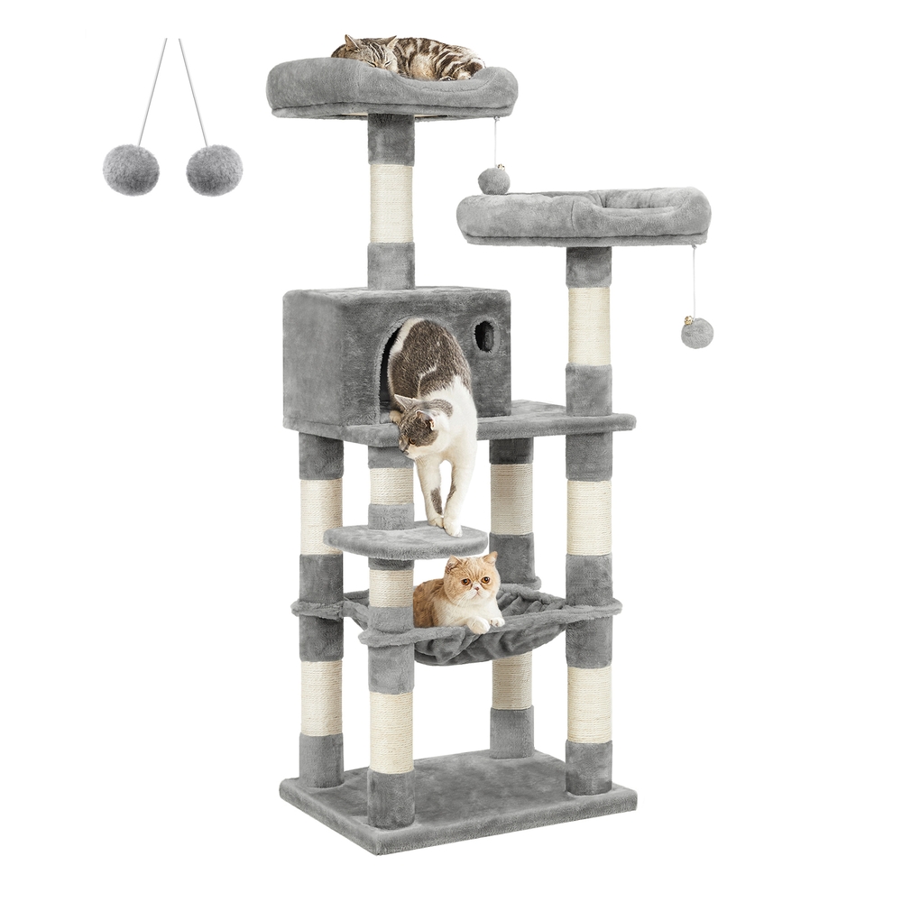 Dual Platforms Cat Tree Light Grey Dual Platforms Cat Tree Light Grey