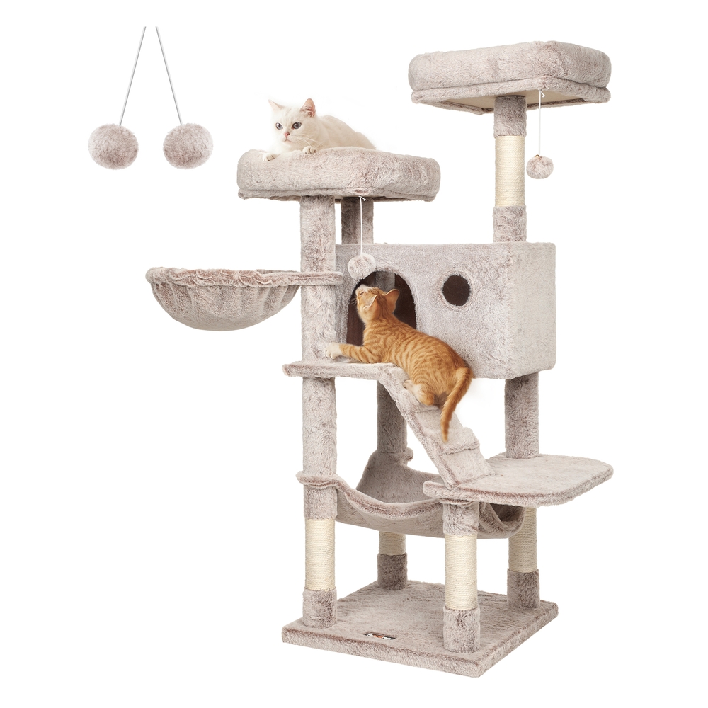 Cat Tower for Large Cats, Ultra-Soft, White-Brown Ombré