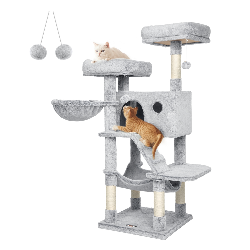 Cat Tower for Large Cats, Ultra-Soft, White-Grey