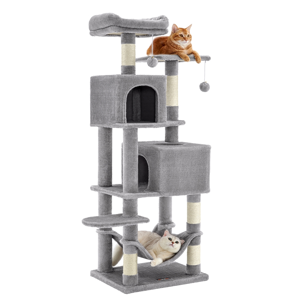 Cat Tree 155 cm Cat Tower for Indoor Cats Light Grey