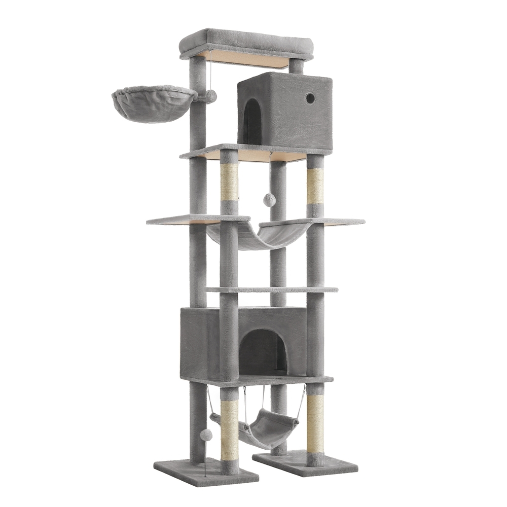 201 cm Tall Cat Tree XXL Large with Scratching Posts Light Grey