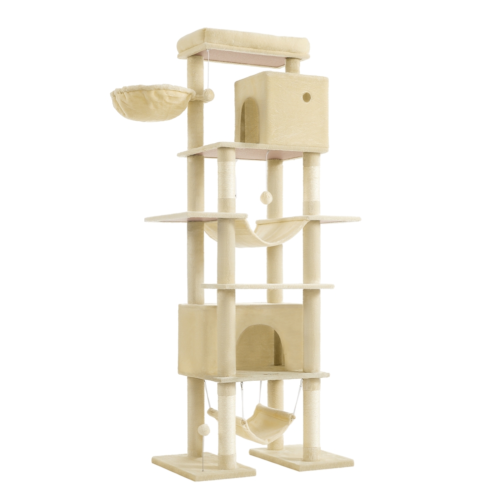 201 cm Tall Cat Tree XXL Large with Scratching Posts Light Grey
