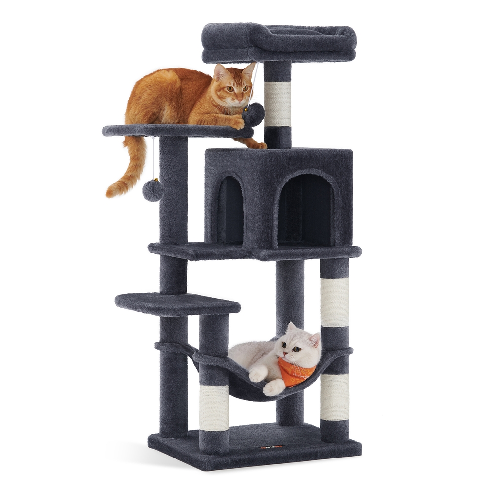 Cat Tree Tower 112 cm Cat Condo with 4 Scratching Posts Smoky Grey