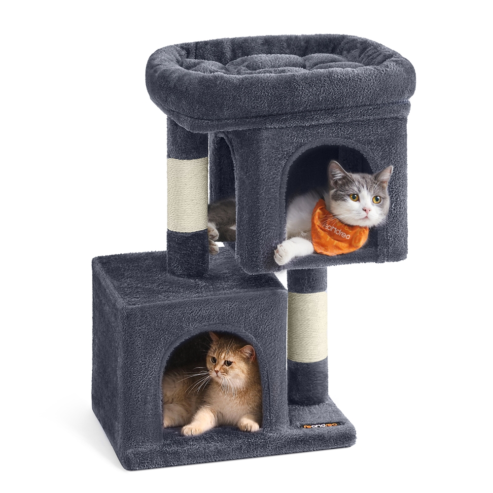 Cat Tree Tower 67 cm for Kittens up to 3 kg 2 Caves Smoky Grey