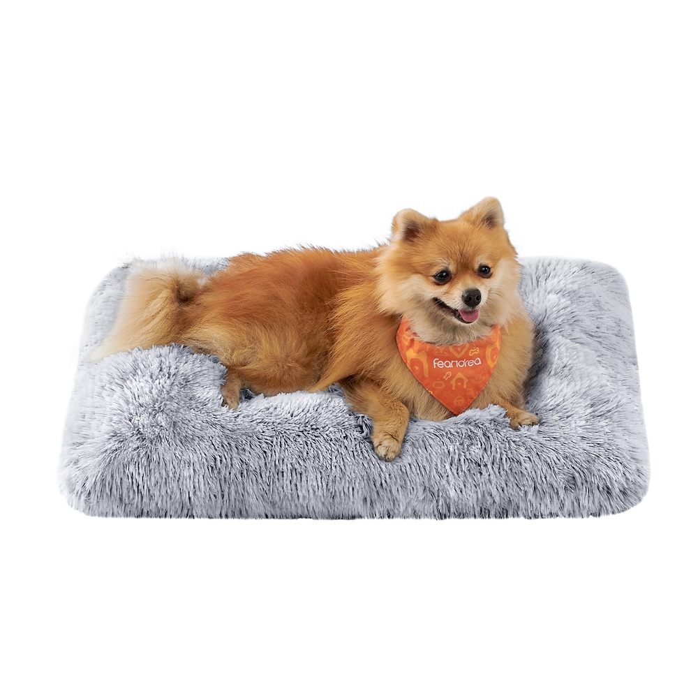 65 x 45 cm Fluffy Dog Bed Grey Ombré