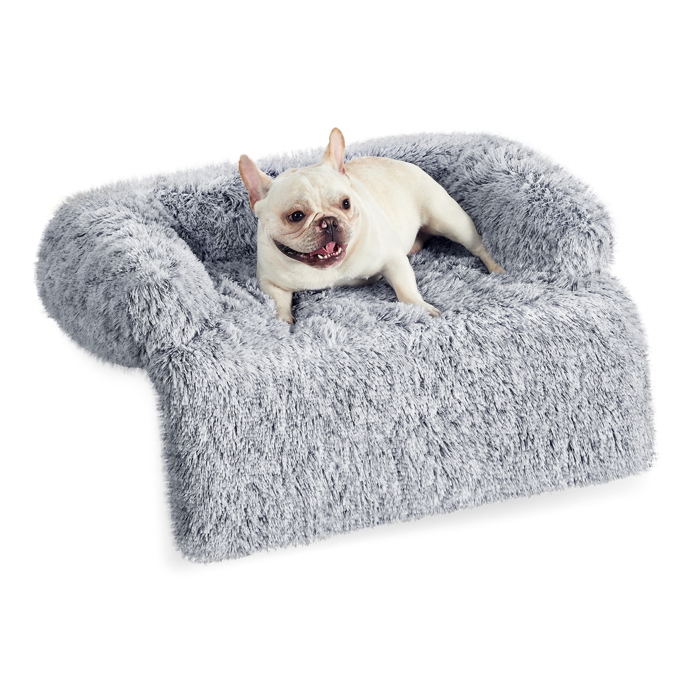 80 x 75 x 16 cm FluffyHug Dog Sofa Bed Grey Ombré