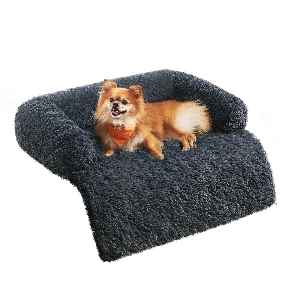 80 x 75 x 16 cm FluffyHug Dog Sofa Bed M Dark Grey