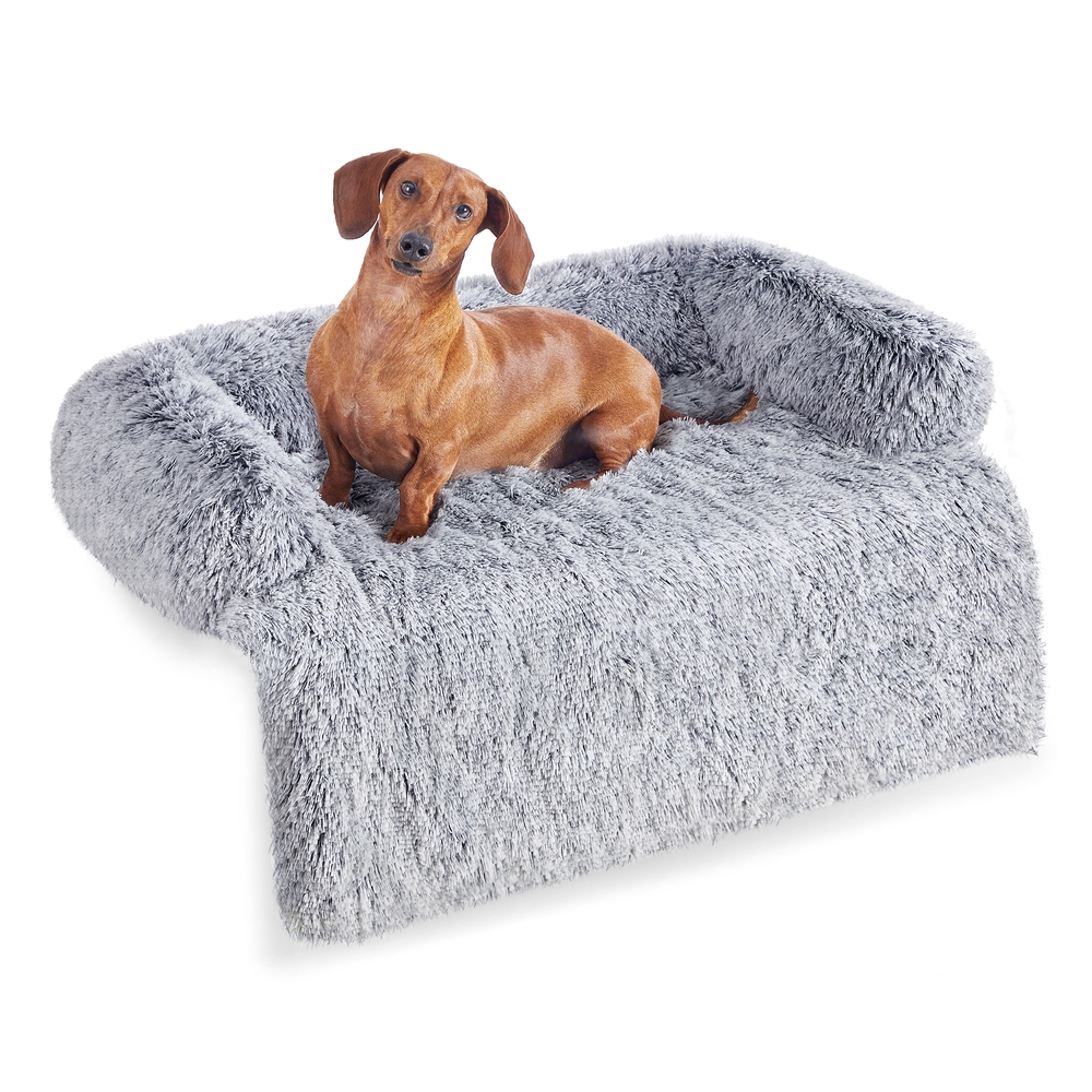 95 x 85 x 16 cm FluffyHug Dog Sofa Bed Grey Ombré