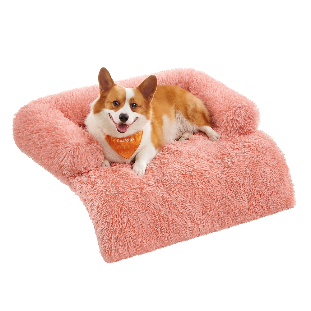 95 x 85 x 16 cm Fluffy Hug Dog Sofa Bed for Medium Dogs Pink