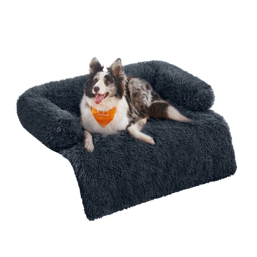 110 x 95 x 18 cm FluffyHug Dog Sofa Bed XL Dark Grey