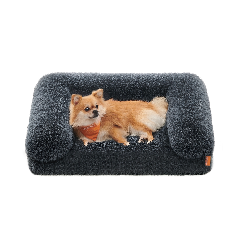 76 x 58 x 23 cm Medium FluffyHug Dog Bed Dark Grey