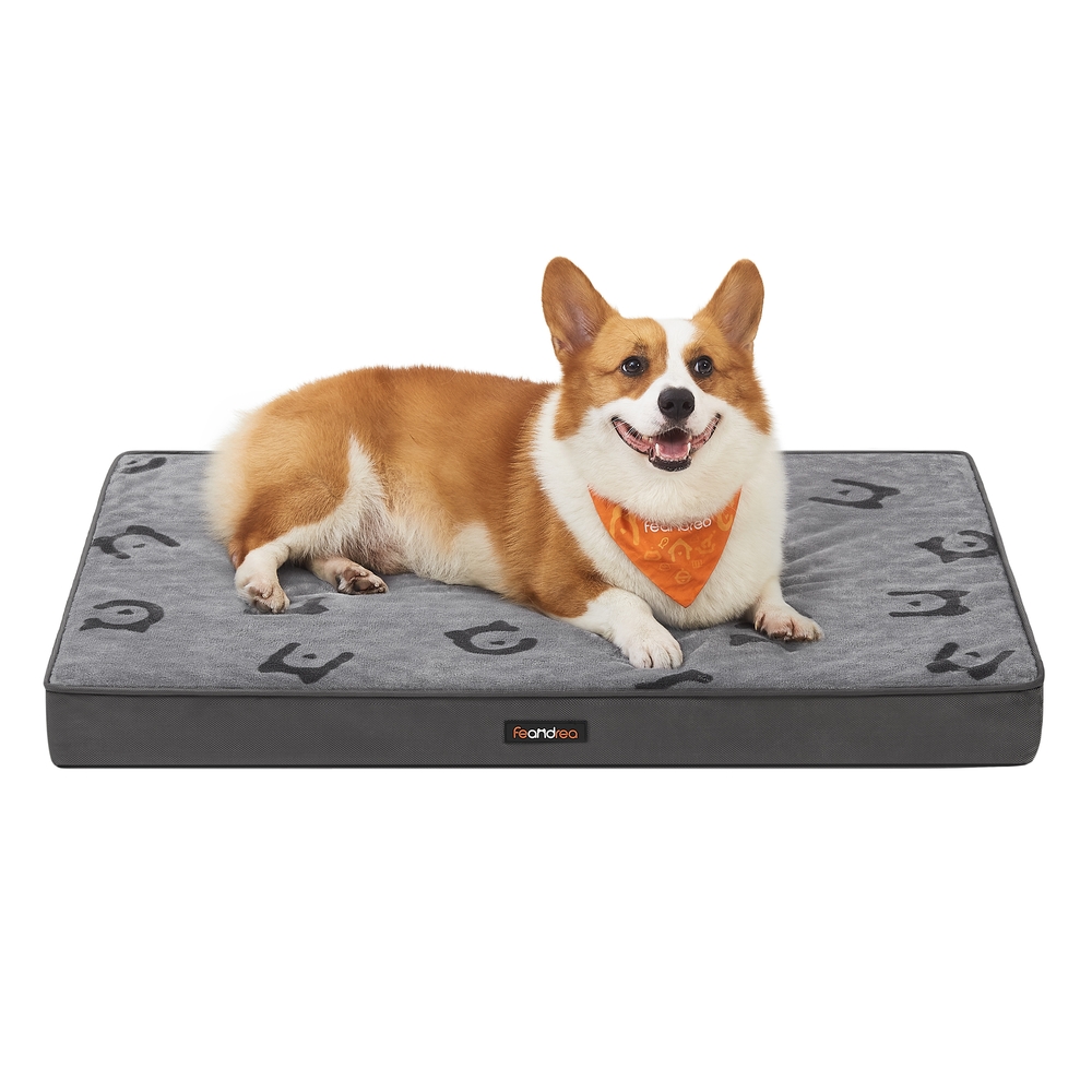 L Orthopedic Dog Bed for Dog Crate Dove Grey