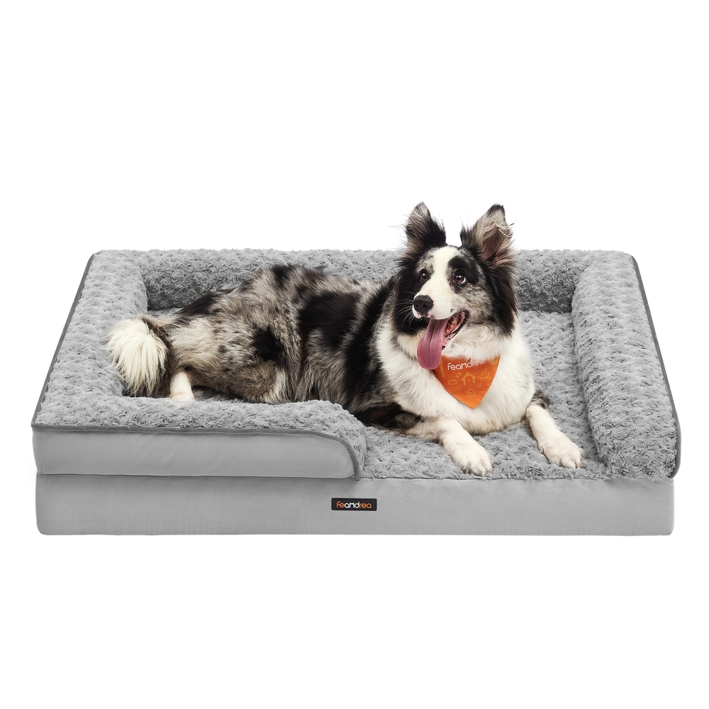 Memory Foam Dog Bed with Sides Dove Grey