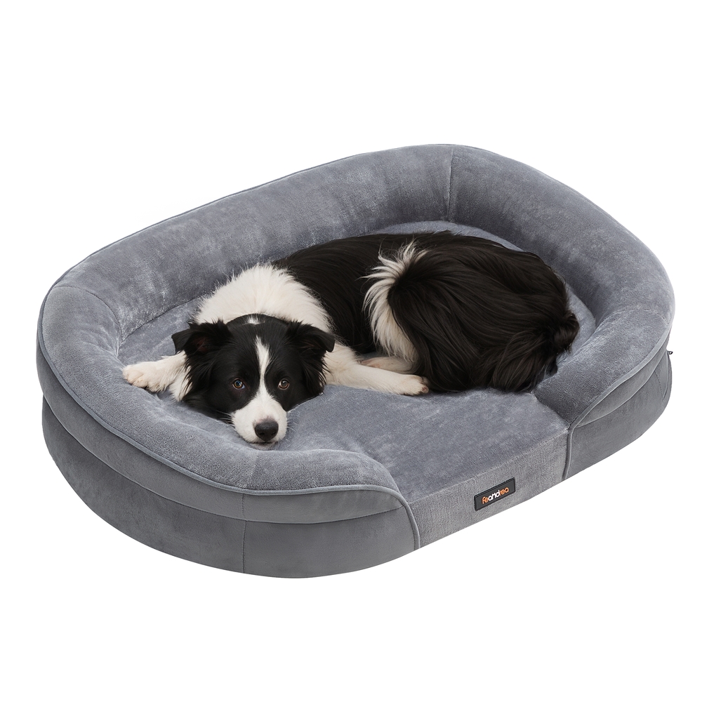 Dog Bed Orthopaedic Dog Sofa 91 x 68 x 18 cm Light Grey