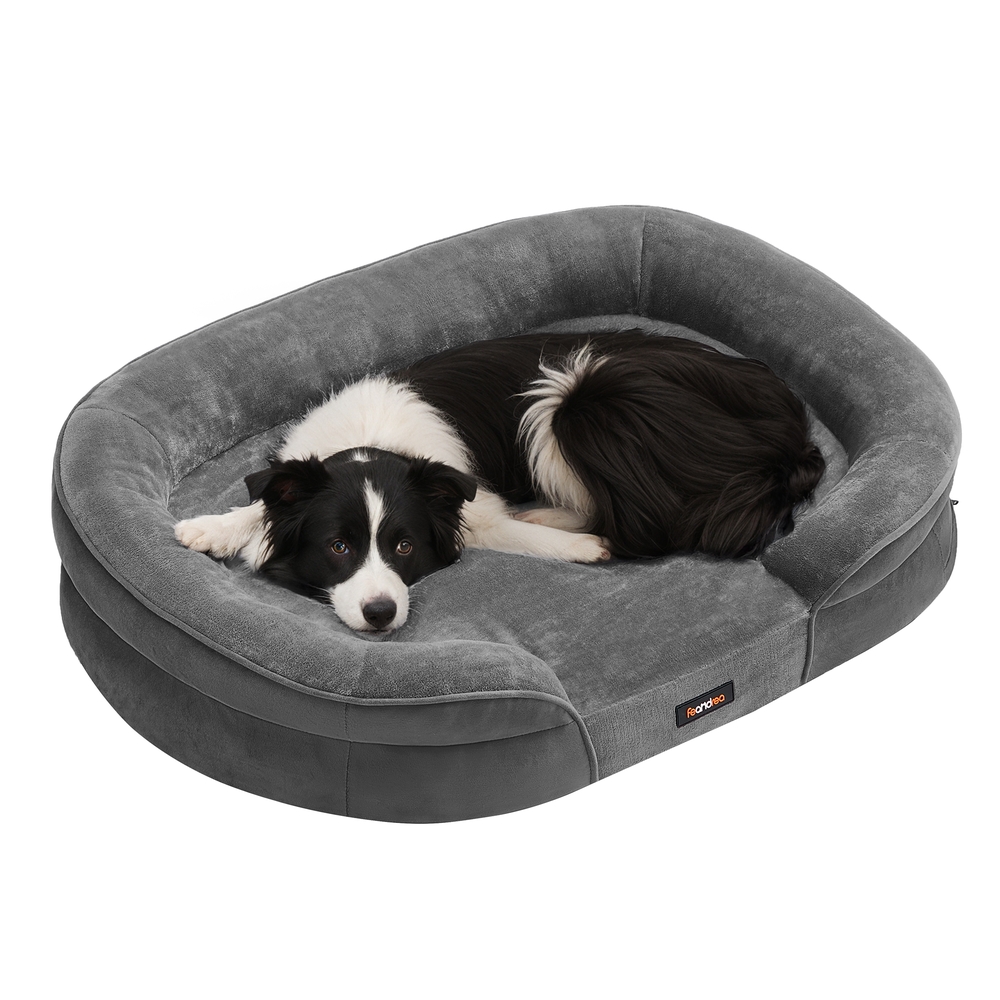 Dog Bed Large Orthopaedic Dog Sofa Bed 91 x 68 x 18 cm Slate Grey