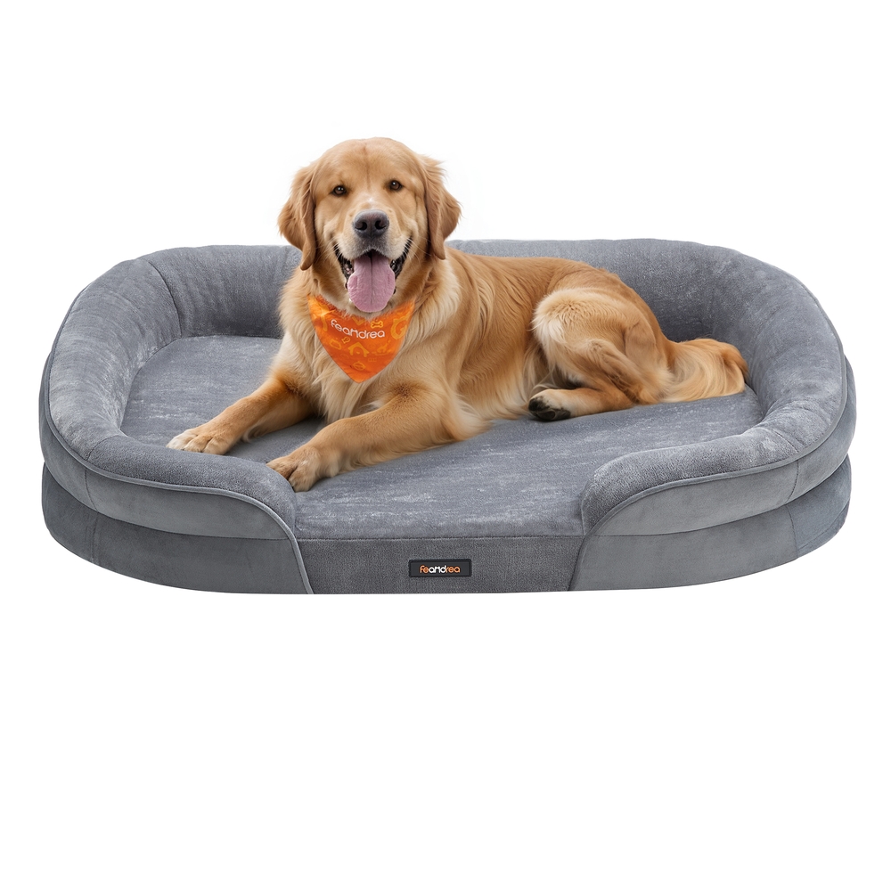 Dog Bed Orthopaedic Dog Sofa 106 x 76 x 18 cm Light Grey