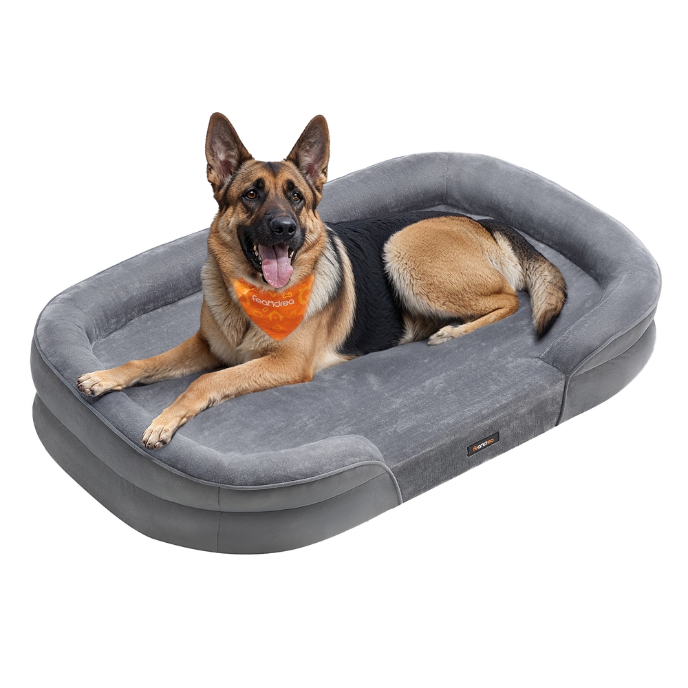 Dog Bed Extra Large Orthopaedic Dog Sofa Bed 122 x 85 x 18 cm Light Grey