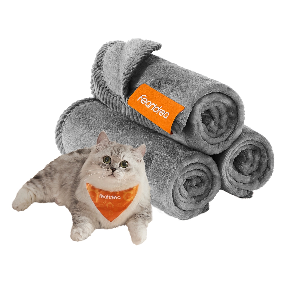 Pack of 3 Flannel Pet Blankets 60 x 40 cm Slate Grey