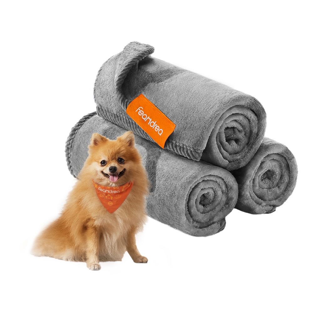 Pack of 3 Flannel Pet Blankets 73 x 63 cm Slate Grey