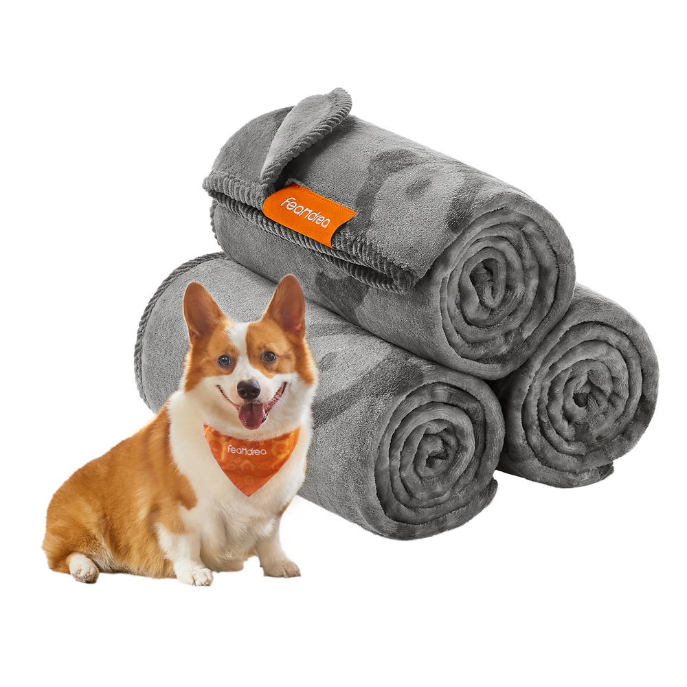 Pack of 3 Flannel Pet Blankets 127 x 102 cm Slate Grey Pack of 3 Flannel Pet Blankets 127 x 102 cm Slate Grey