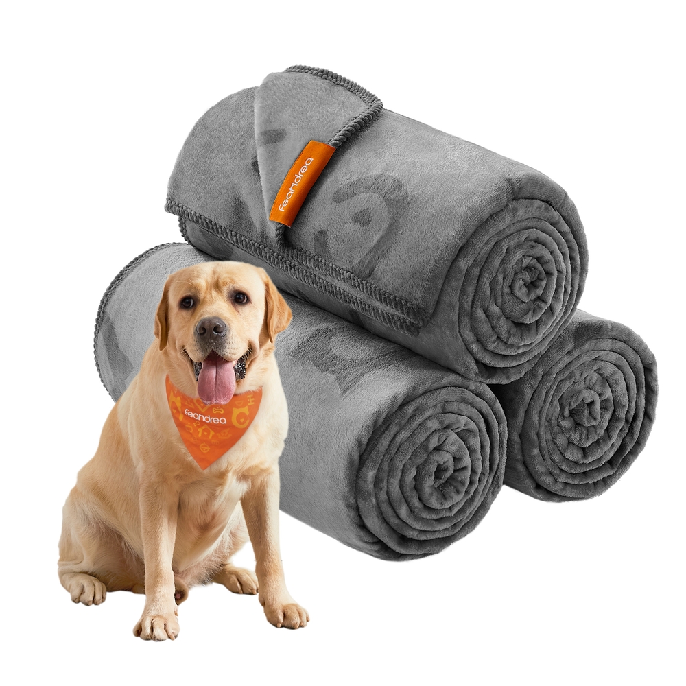 Pack of 3 Flannel Pet Blankets 203 x 152 cm Slate Grey Pack of 3 Flannel Pet Blankets 203 x 152 cm Slate Grey