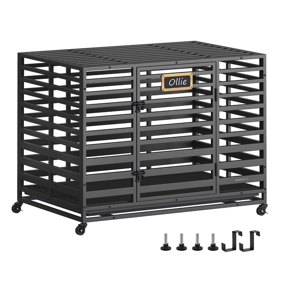 Heavy-Duty Dog Crate Cage for Large Dogs 107 x 70 x 82.5 cm Ink Black