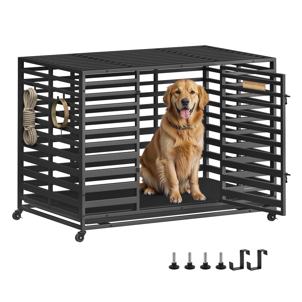 Heavy-Duty Dog Crate Cage for Large Dogs 122 x 75 x 88 cm Ink Black