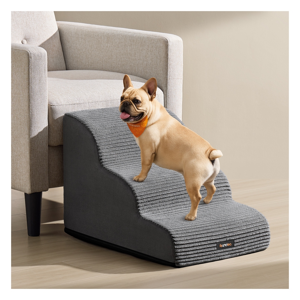 3-Step Dog Stairs Dog Steps for Bed Slate Grey