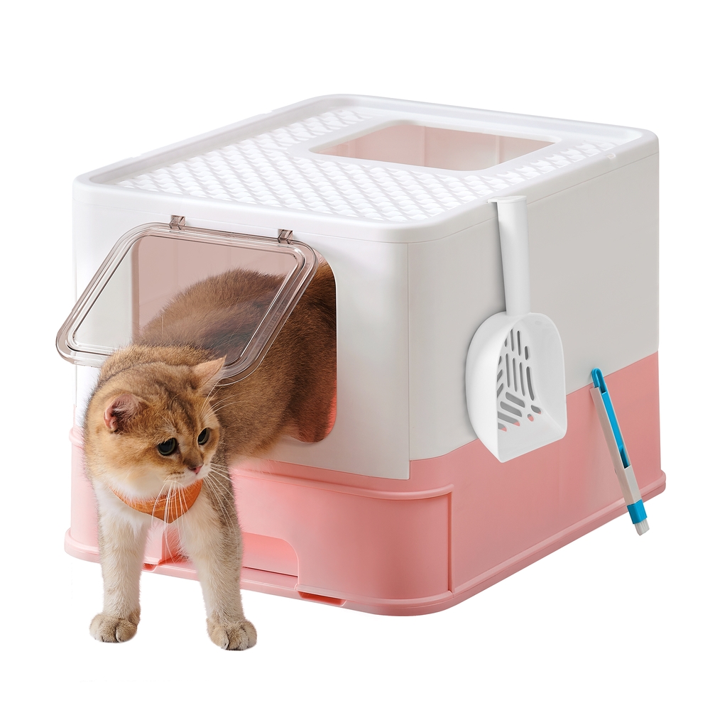 Hidden Cat Litter Box Jelly Pink and White
