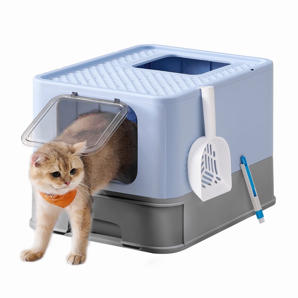 Hidden Cat Litter Box Pale Blue and Grey