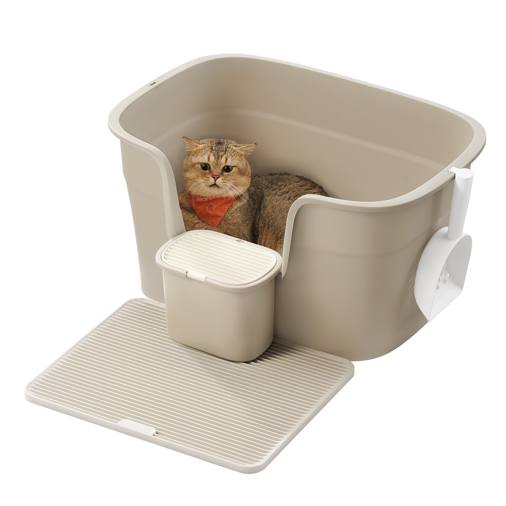 Cat Litter Box with Hide Sides Cappuccino