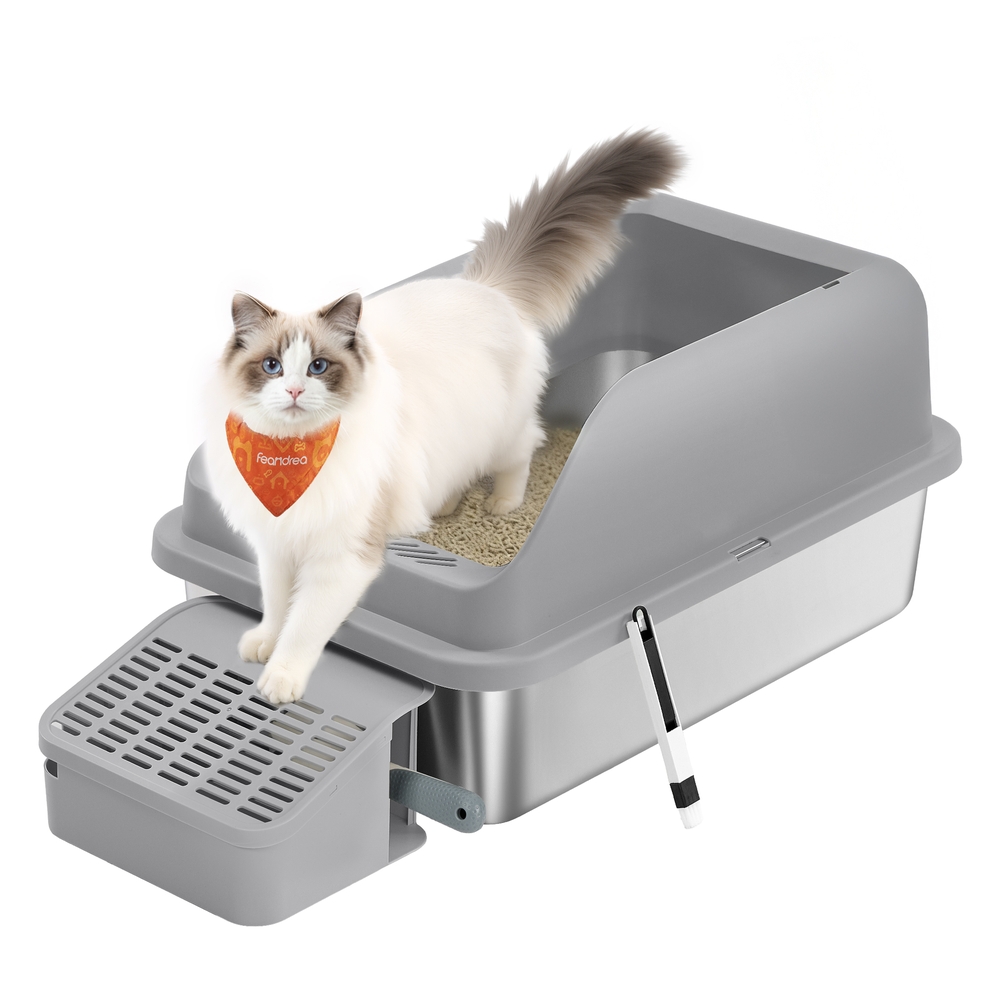 Stainless Steel Cat Litter Box Slate Grey