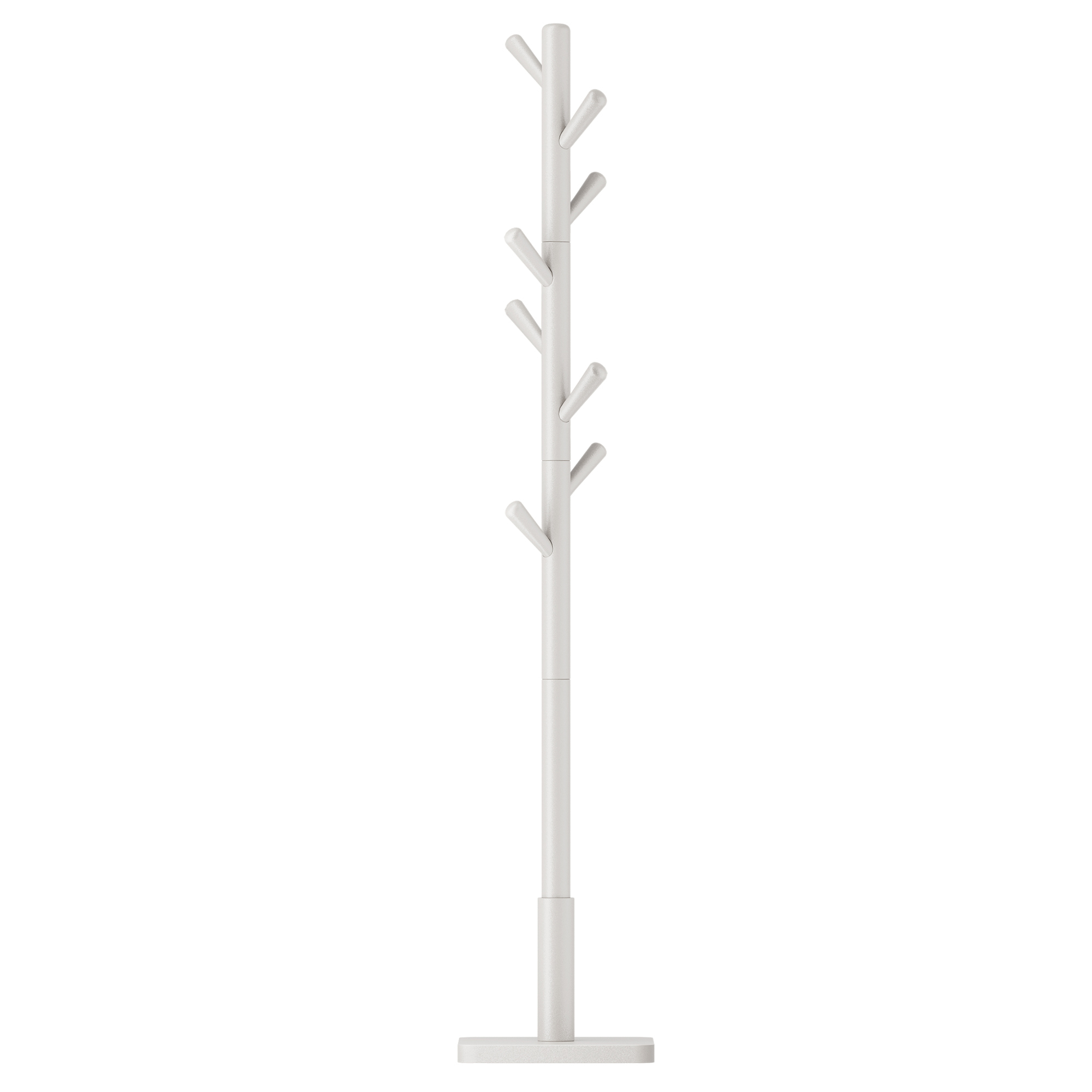 Wood Hat and Coat Stand, Height Adjustable, White