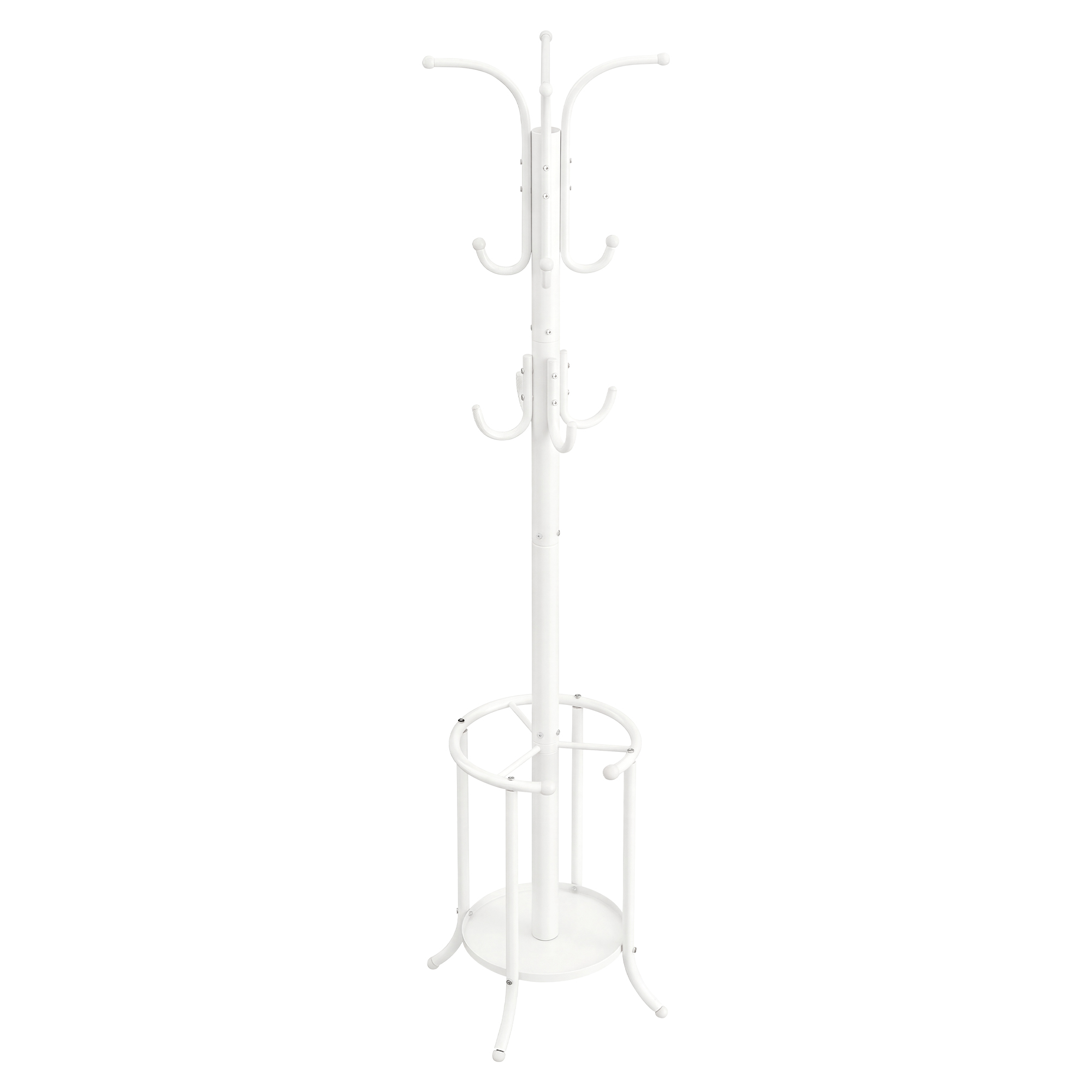 Freestanding Coat Rack with Umbrella Holder, Metal Stand with 12 Hooks, for Entryway
