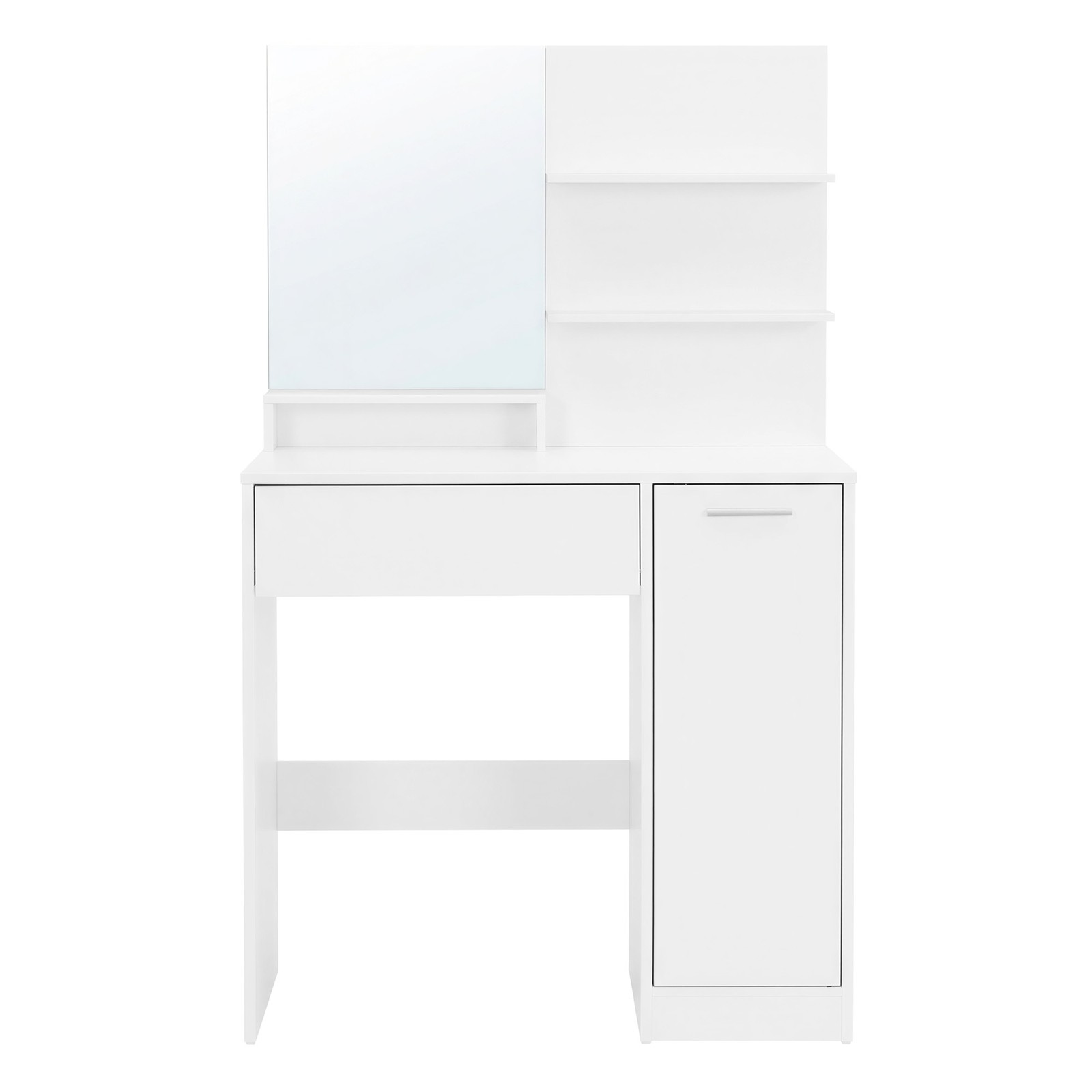 Vanity Table with Mirror, 1 Drawer, 2 Shelves