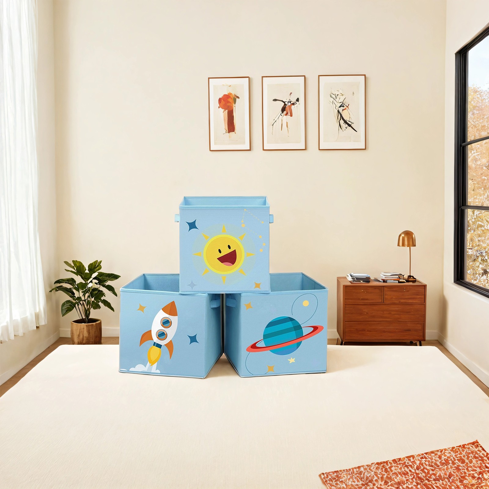 Set of 3 Storage Boxes, Toy Organiser Boxes, Foldable Storage Cubes Set of 3 Storage Boxes, Toy Organiser Boxes, Foldable Storage Cubes