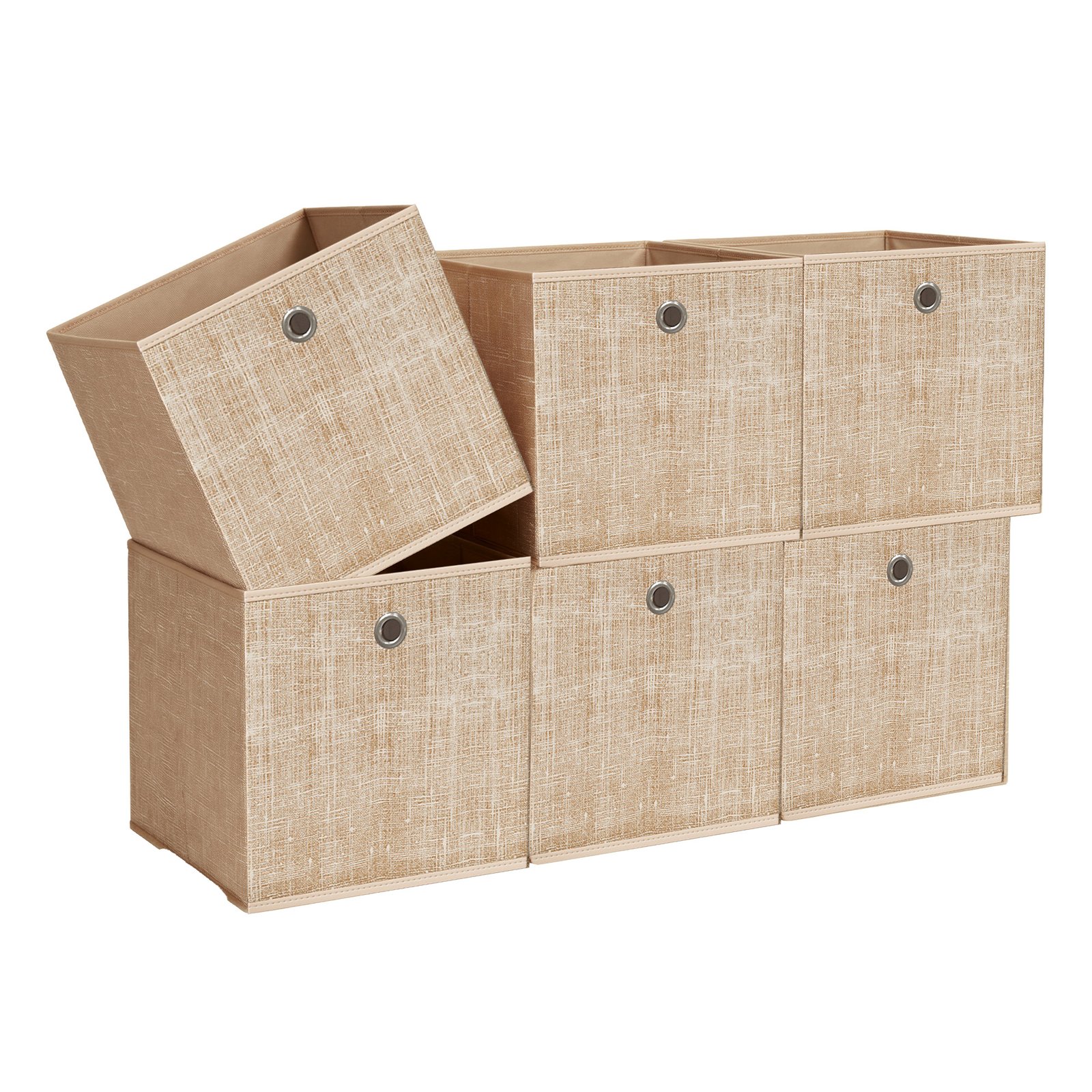 Foldable Storage Boxes, Set of 6 Fabric Boxes, 30 x 30 x 30 cm