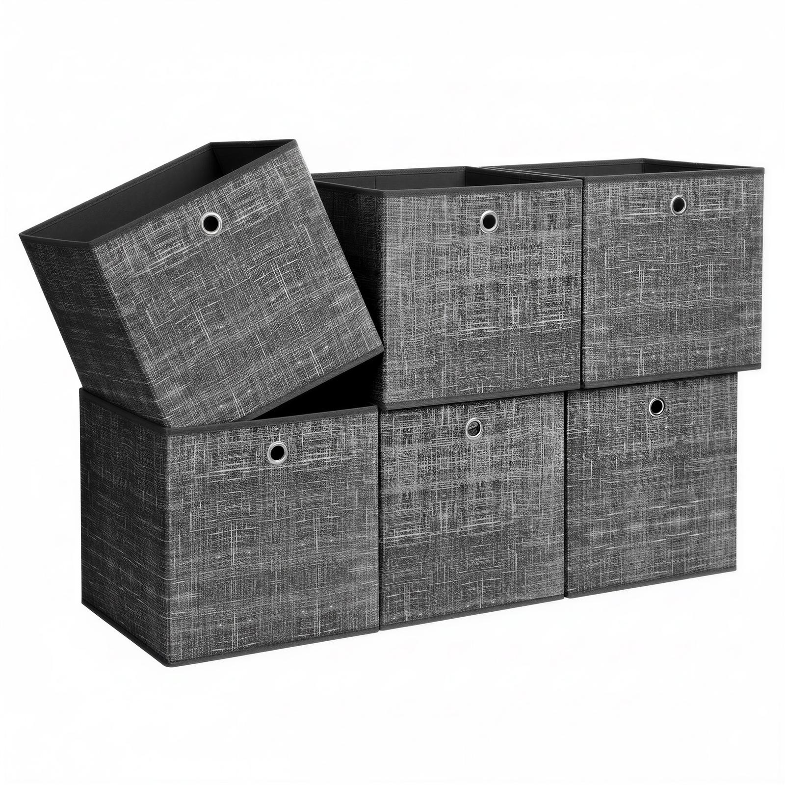 Storage Boxes, Set of 6, Non-Woven Fabric Organiser Boxes with Handle