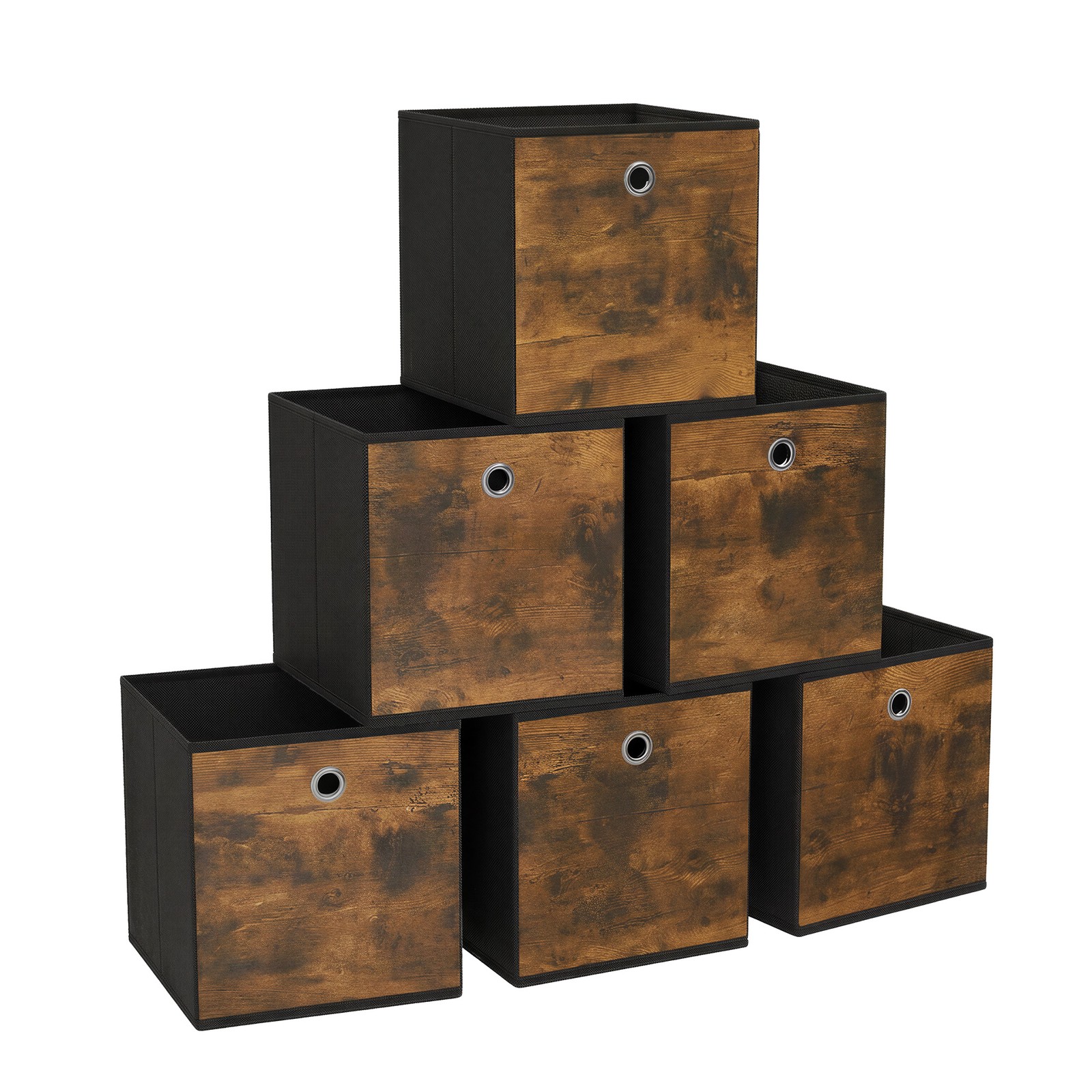 Storage Box, Set of 6 Foldable Boxes, Non-Woven and Oxford Fabric