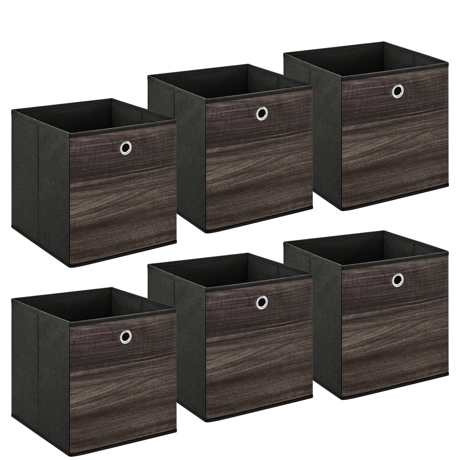 Storage Boxes, Set of 6, Non-Woven Fabric Organiser Boxes with Handle